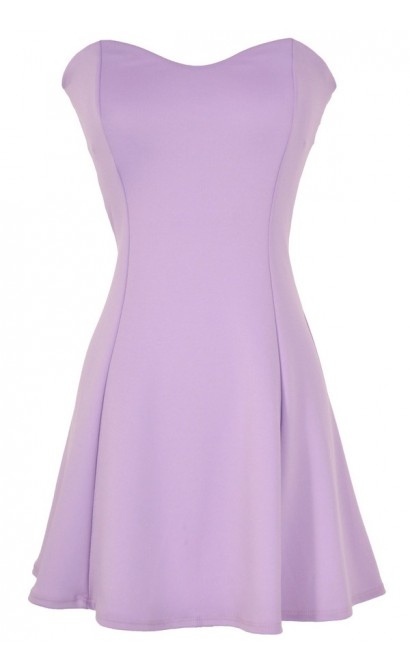 Sweetheart Strapless Skater Dress in Lavender